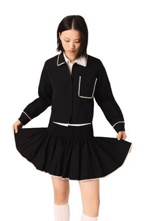 Maje Beaded taffeta skirt in Black at Nordstrom, Size 40 Eu