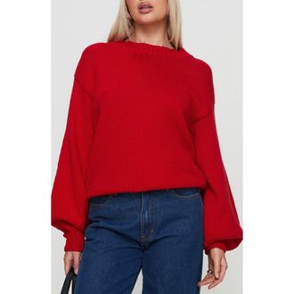 Princess Polly Harmony Balloon Sleeve Sweater in Red at Nordstrom, Size X-Small