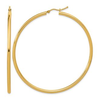 Diamond2Deal 14k Yellow Gold 2.5x65mm Round Hoop Earrings