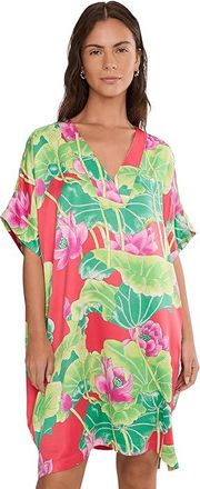 N by Natori Ascendant Lotus Printed Satin Sleepshirt Womens Jumpsuit & Rompers One Piece Pink : L (Womens 14-16), Polyester/Satin/Spandex