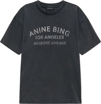 Anine Bing Cade Tee Melrose Stencil - Dames - T-shirts - Zwart - M - Katoen - Tops
