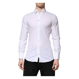 Dolce & Gabbana Formal Shirts, male, White, XS, White Gold Formal Shirt Slim Fit