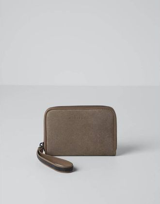 Brunello Cucinelli Womens Ice Leather Zip Wallet
