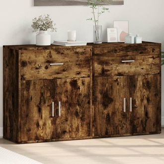 Berkfield Home Sideboards 2 pcs Smoked Oak 60x31x70 cm Engineered Wood in Brown | Size: 60 x 31 x 70 cm