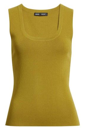 Mango Sleeveless Rib Top in Green at Nordstrom, Size X-Large
