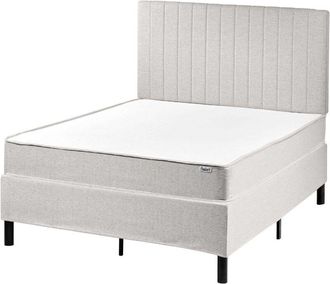 Beliani Divan Bed Light Grey Polyester Upholstery EU Small Double Size 4ft with Headboard Pocket Spring Mattress Bedroom COUNTESS