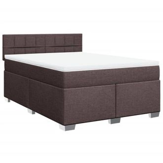 vidaXL Cama Box Spring Con Colch&oacute;n Tela Marr&oacute;n Oscuro 140x190 Cm Vidaxl