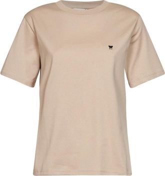 Max Mara Tops, Dames, Beige, S, Katoen, Geborduurd vlinder T-shirt