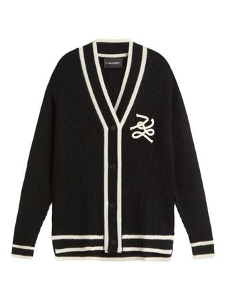 Karl Lagerfeld V-neck cardigan - women - Wool/Acrylic - S - Black