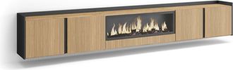 Skraut Home Skraut Home - Mueble Tv, Televisi&oacute;n, Muebles De Sal&oacute;n, Almacenaje, 315x35x50cm, Para Tv Hasta 80, Chimenea El&eacute;ctrica Xxl, Colgado, Suspendido, Estilo 