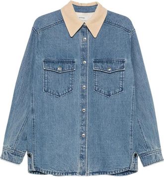 System Corduroy-collar Chest-pocket Denim Jacket