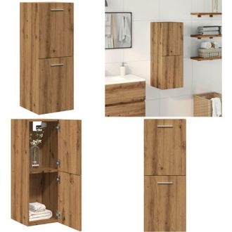 vidaXL Mobile Pensile Bagno Rovere Artigianale 30x30x80cm Truciolato - Armadio da bagno - Armadio in truciolato