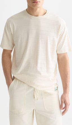 Scotch & Soda Structured Stripe Jacquard Stretch Cotton T-Shirt in Eggnog at Nordstrom, Size X-Large