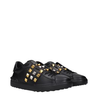 Valentino Garavani Mens Black Leather Sneakers