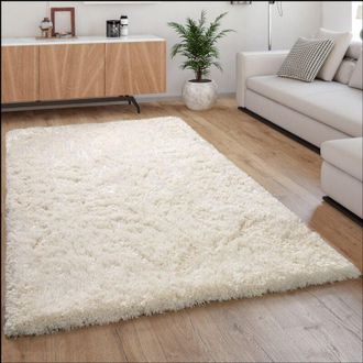 Paco Home Paco Home Alfombra Pelo Largo Mullida Moderna Shaggy Flokati Acogedora Uniforme En Blanco 200x290 cm