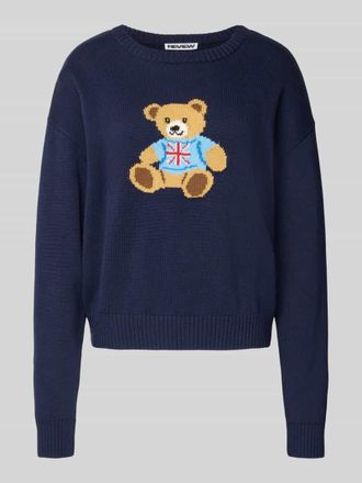 Review Strickpullover mit Motiv und Rundhalsausschnitt in Marine, Größe XS