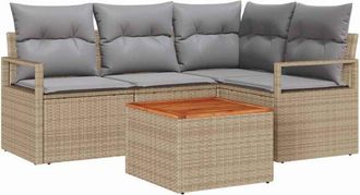 vidaXL Garden Sofa Set 5 pcs Beige and light grey vidaXL
