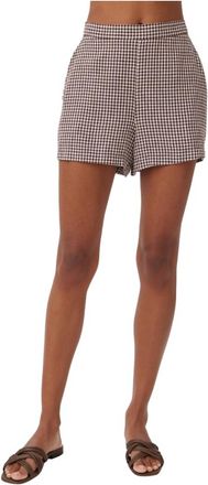 Bella Dahl Clean Front Shorts In Brown Micro Gingham