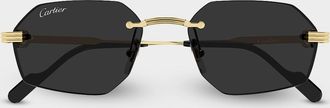 Cartier Men & apos;s Rimless Metal Geometric Sunglasses