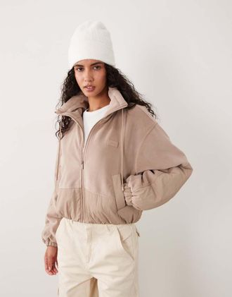 Cotton On giacca imbottita in pile polar color crema-Viola