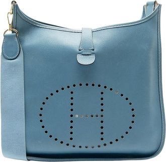 Herm&egrave;s Blue Nylon, Taurillon Leather Evelyne I GM Shoulder Bag (Authentic Pre- Loved)