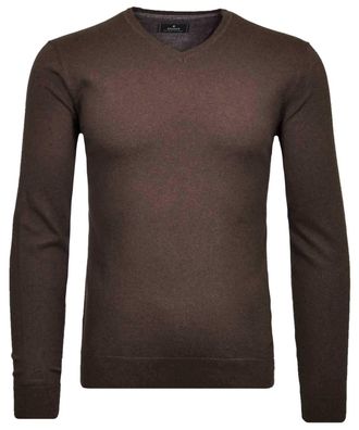 Ragman V-Ausschnitt-Pullover RAGMAN, Herren, Gr. 56, braun, 95% Baumwolle 5% Cashmere, V-Ausschnitt, Pullover V-Ausschnitt-Pullover