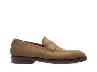 Magnanni Mens Garner Penny Loafer In Taupe Suede