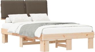 vidaXL Bed Frame with Upholstered Headboard Taupe 120 x 190 cm vidaXL