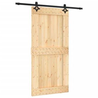 vidaXL Vidaxl - Puerta Corredera Con Herrajes Madera Maciza De Pino 100x210 Cm