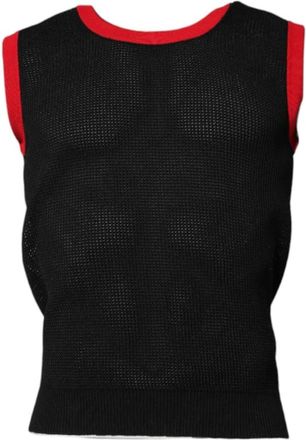 Dolce & Gabbana Zwarte Gebreide Tanktop - Heren - Spencers - Zwart - M - Katoen - Truien & Vesten
