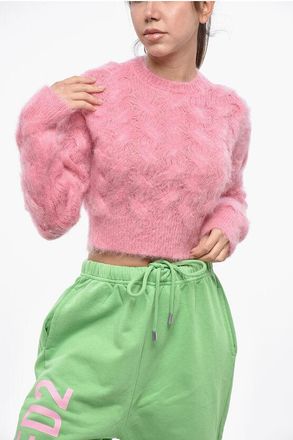 Dsquared2 Maglia Cropped a Trecce in Mohair taglia Xl