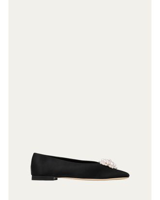Jimmy Choo London Ines Pearly Satin Ballerina Flats
