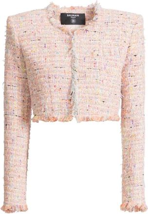 Balmain Tweed Cropped Jacket - Jackets - Mujer - Multicolor - S