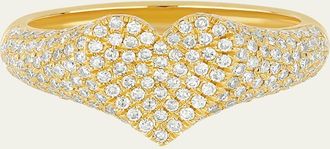EF Collection 14K Yellow Gold Diamond Heart Signet Ring