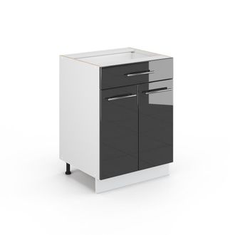 Vicco Mueble Bajo De Cocina Fame-line, Antracita Alto Brillo, 60 Cm Con Caj&oacute;n, Sin Encimera Vicco