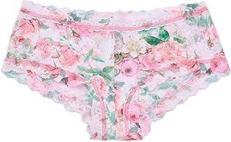 Hanky Panky Printed Signature Lace(r) Boyshorts Womens Underwear Rococo Rose (Pink) : XS, Nylon