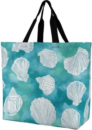 Generic Seashells Large Reusable Shopping Bag Lightweight Foldable Tote Bags Washable Shoulder Handbag
