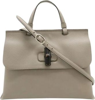 Gucci Pre-owned Borsa a Spalla Vintage in Pelle e Bamboo - - Pre-owned - Donna - Grigio - ONE SIZE