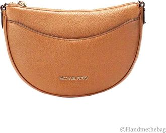 Michael Kors Michael Kors Dover Small Luggage Pebbled Leather Half Moon Crossbody Bag Womens Purse