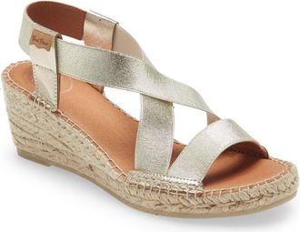 Toni Pons Tura Espadrille Wedge in Platinum Leather at Nordstrom, Size 5.5-6Us