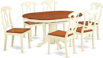 East West Furniture 7 Piece Modern Dining Table Set Consist of an Oval Wooden Table with Butterfly Leaf and 6 Kitchen Dining Chairs