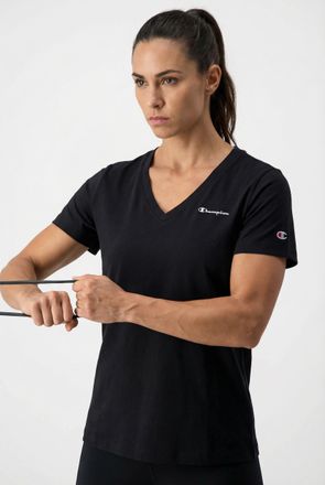 Champion T-Shirt CHAMPION ICONS CONTRAST V-Neck T-Shirt, Damen, Gr. XXL (50/52), nbk, Obermaterial: 100% Baumwolle, Rundhals, Shirts T-Shirt, sportlicher Stil,