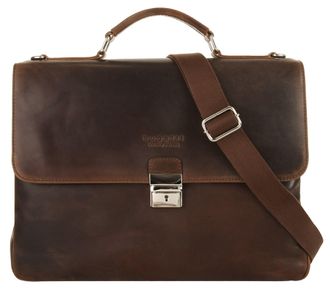 Bugatti Aktentasche BUGATTI ROMANO, Herren, Gr. B/H/T: 41cm x 31cm x 13cm onesize, braun, Leder, used, Taschen Aktentasche, echt Leder