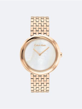 Calvin Klein Womens Pearl Dial Bracelet Watch - Metallic - OS