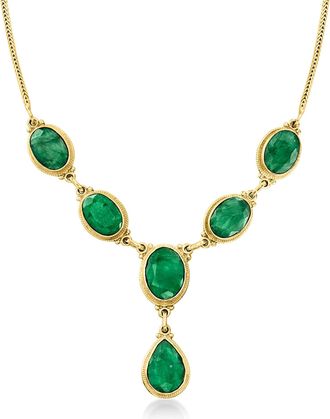 Ross-Simons Emerald Y-Necklace in 18kt Gold Over Sterling