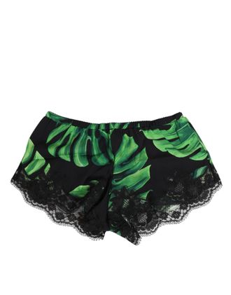 Dolce & Gabbana Womens Black Green Tropical Print Lace Underwear And Silk Clothing
