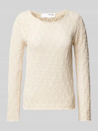 Selected Strickpullover mit Rundhalsausschnitt Modell NIVA in Offwhite, Gr&ouml;&szlig;e XS