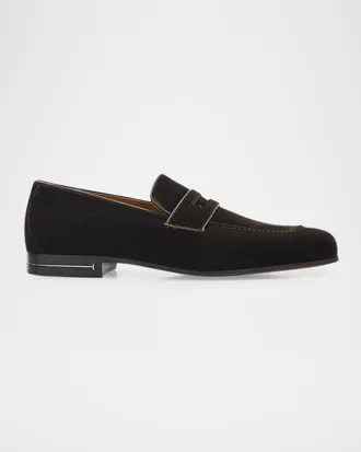 Tom Ford Men & apos;s Velvet Apron-Toe Penny Loafers