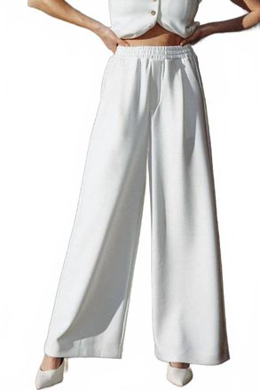 Flying Tomato Wide Leg Knit Trouser In White