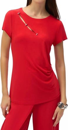 Joseph Ribkoff Side Ruched Top In Red